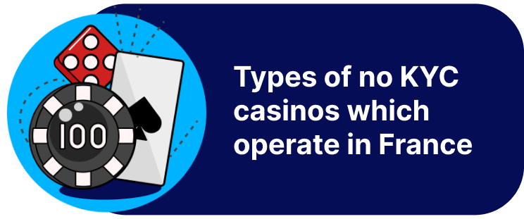 Seven different types of no KYC casinos which operate in France