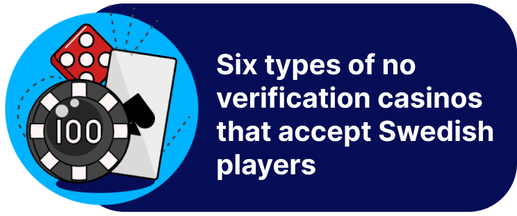 Six types of no verification casinos that accept Swedish players